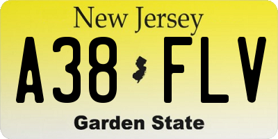 NJ license plate A38FLV