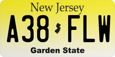 NJ license plate A38FLW