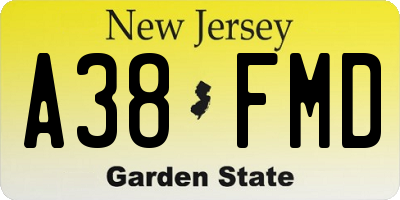 NJ license plate A38FMD
