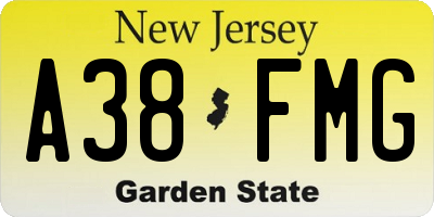 NJ license plate A38FMG