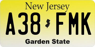 NJ license plate A38FMK