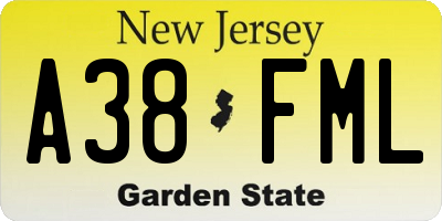 NJ license plate A38FML