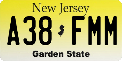 NJ license plate A38FMM