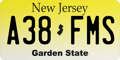 NJ license plate A38FMS