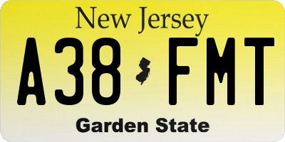 NJ license plate A38FMT