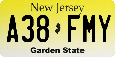 NJ license plate A38FMY