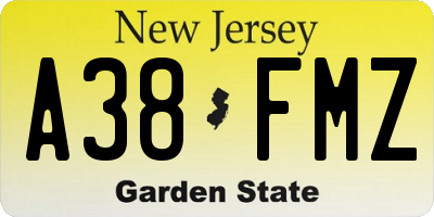 NJ license plate A38FMZ