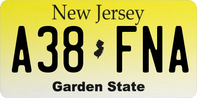 NJ license plate A38FNA