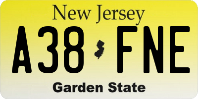 NJ license plate A38FNE