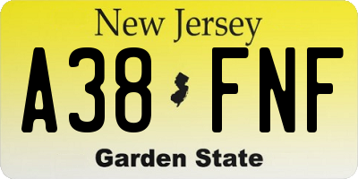 NJ license plate A38FNF