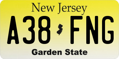 NJ license plate A38FNG