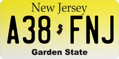 NJ license plate A38FNJ