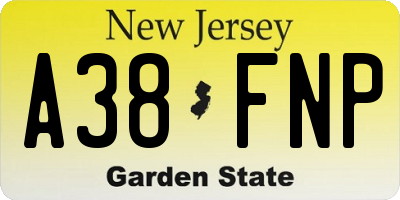 NJ license plate A38FNP
