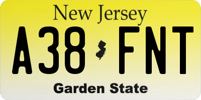 NJ license plate A38FNT