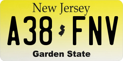NJ license plate A38FNV