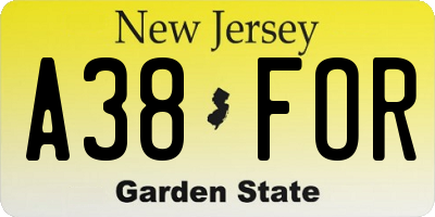 NJ license plate A38FOR