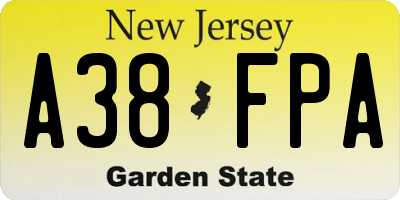 NJ license plate A38FPA