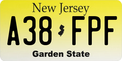 NJ license plate A38FPF