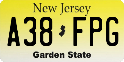 NJ license plate A38FPG
