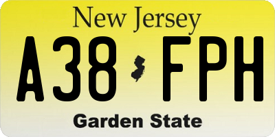 NJ license plate A38FPH