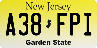 NJ license plate A38FPI