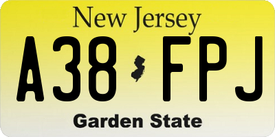 NJ license plate A38FPJ