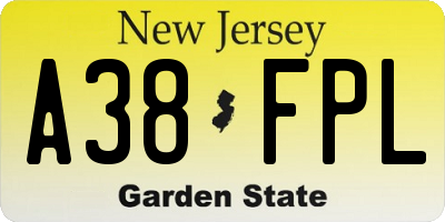 NJ license plate A38FPL