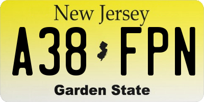 NJ license plate A38FPN