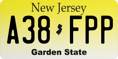 NJ license plate A38FPP