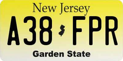 NJ license plate A38FPR