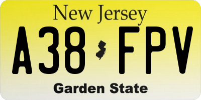 NJ license plate A38FPV