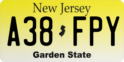 NJ license plate A38FPY