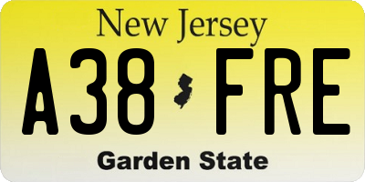 NJ license plate A38FRE