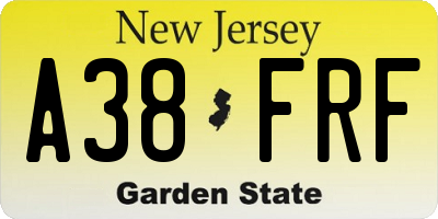 NJ license plate A38FRF