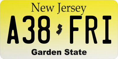 NJ license plate A38FRI