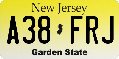 NJ license plate A38FRJ
