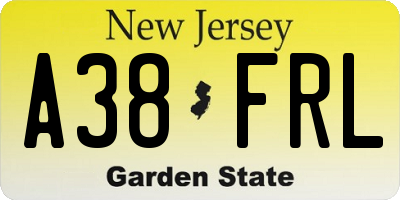 NJ license plate A38FRL