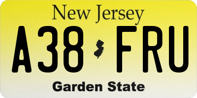 NJ license plate A38FRU