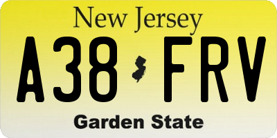 NJ license plate A38FRV