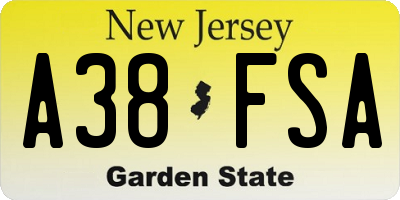 NJ license plate A38FSA