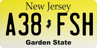 NJ license plate A38FSH