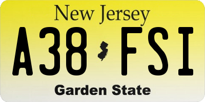 NJ license plate A38FSI