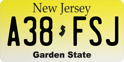NJ license plate A38FSJ
