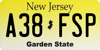 NJ license plate A38FSP