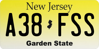 NJ license plate A38FSS