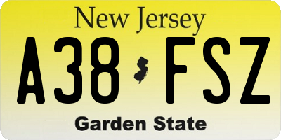 NJ license plate A38FSZ