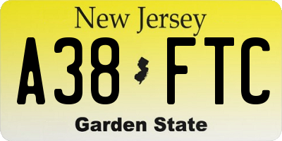 NJ license plate A38FTC