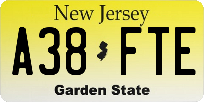 NJ license plate A38FTE
