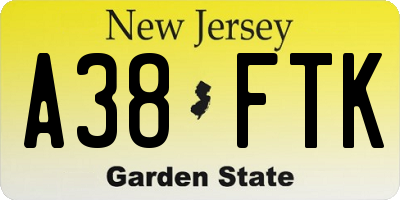 NJ license plate A38FTK