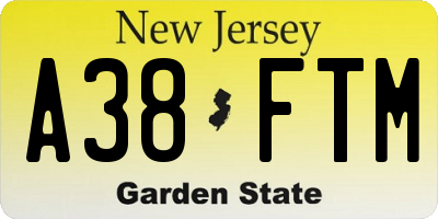 NJ license plate A38FTM